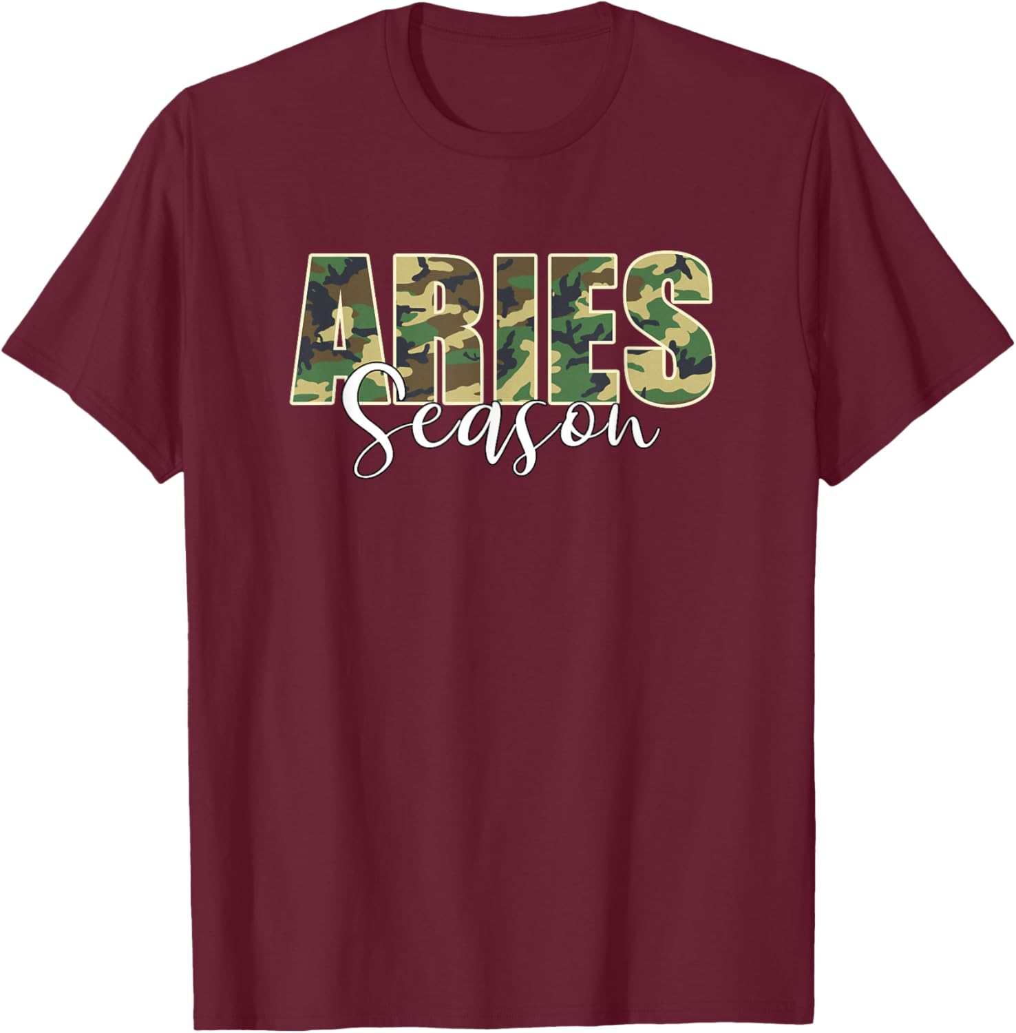 Aries Season Zodiac Birthday Camo / Camouflage T-Shirt - T-Shirt | Maroon