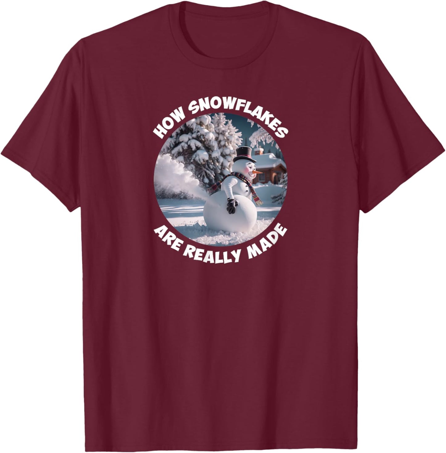 Funny Cute How Snowflakes Are Really Made Christmas Costume T-Shirt - T-Shirt | Maroon