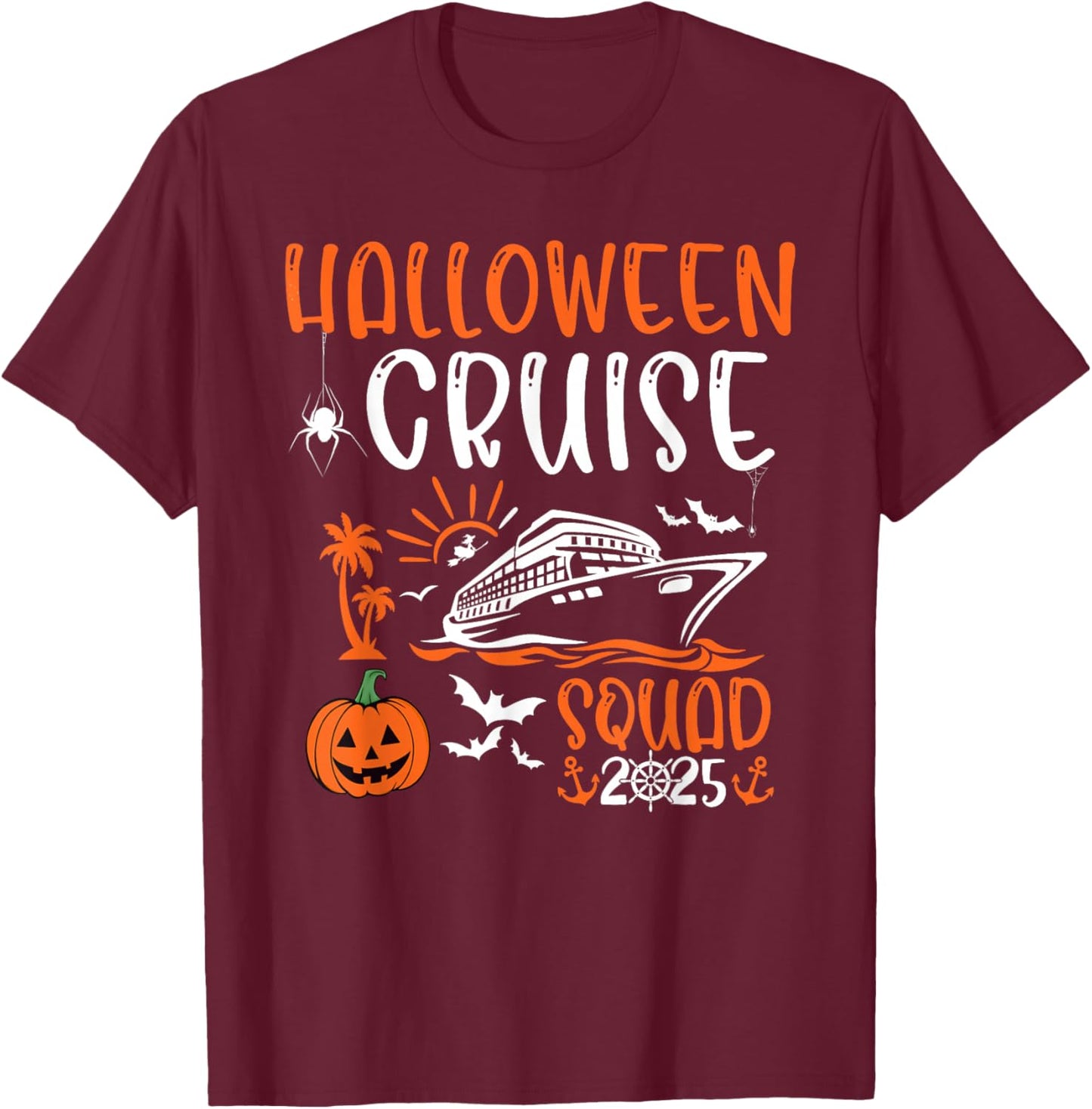 Halloween Cruise Squad 2025 Holiday Trip Family Matching T-Shirt - T-Shirt | Maroon