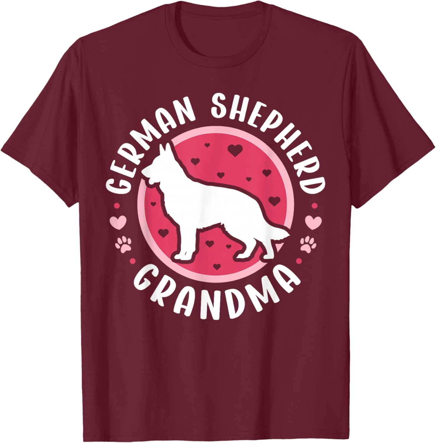 German Shepherd Grandma Heart T-Shirt - T-Shirt | Maroon