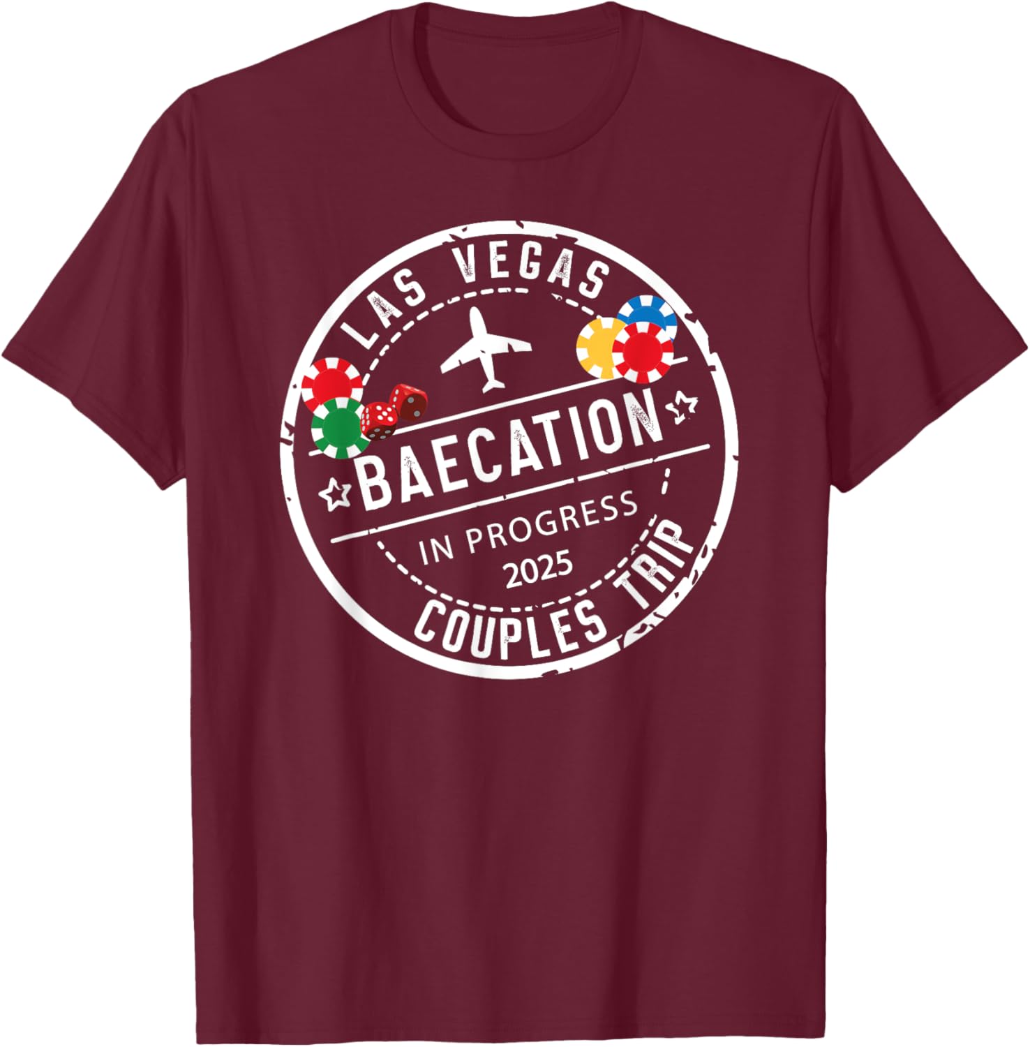 Funny Honeymoon Mode for Couple Anniversary Outfit Vegas Baecation 2025 Couples Trip Black Small Short Sleeve T-Shirt - T-Shirt | Maroon