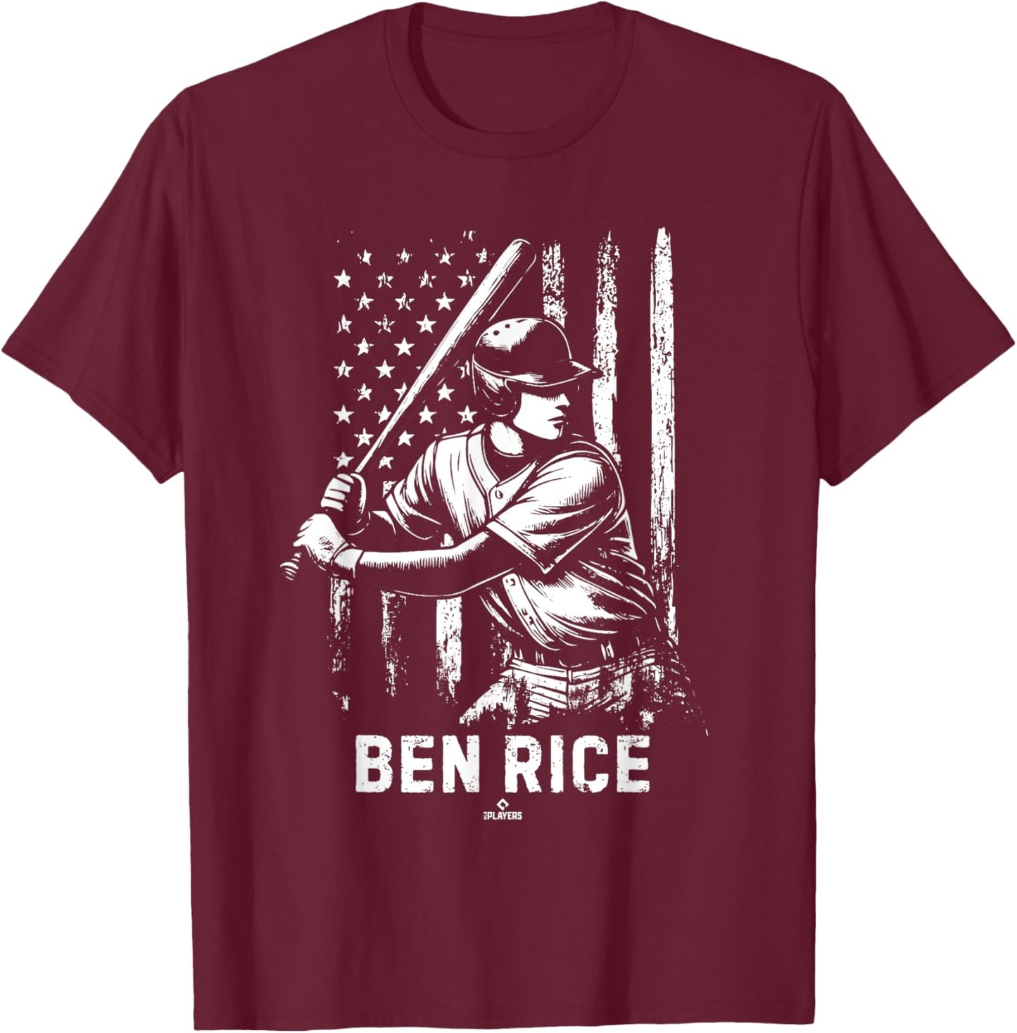 Player Illustration Flag Ben Rice Prospect Baseball Fan Gear T-Shirt - T-Shirt | Maroon