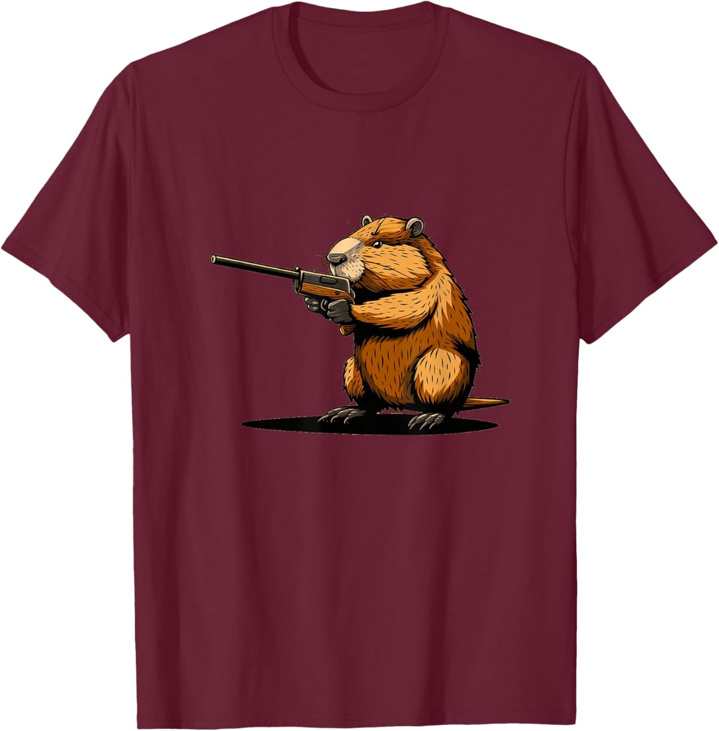Cool Shotgun Beaver Outfit for Guns and Beavers Lovers T-Shirt - T-Shirt | Maroon