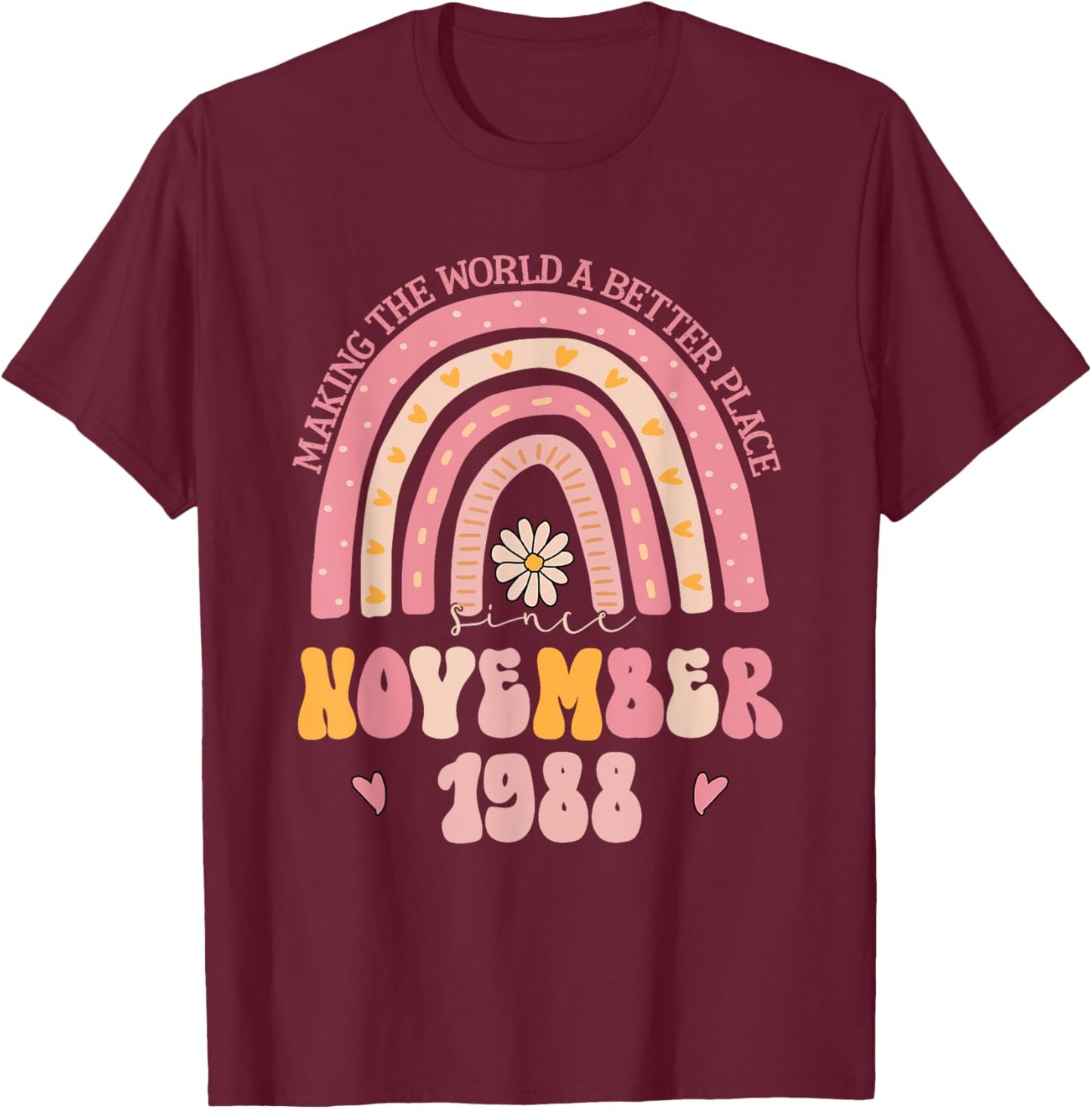 Turning 36 Retro November 1988 36th birthday T-Shirt - T-Shirt | Maroon