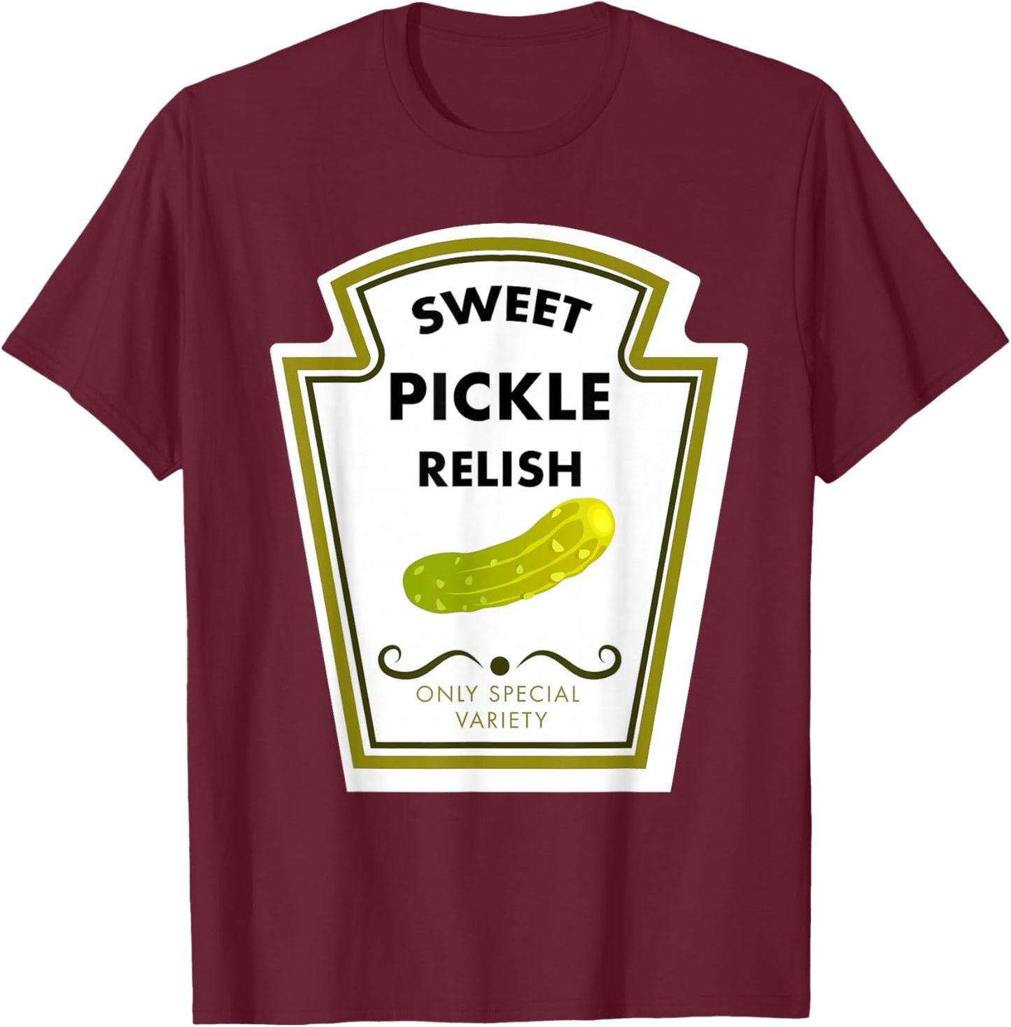 Sweet Pickle Relish Funny Vintage Food Label Retro Design T-Shirt - T-Shirt | Maroon