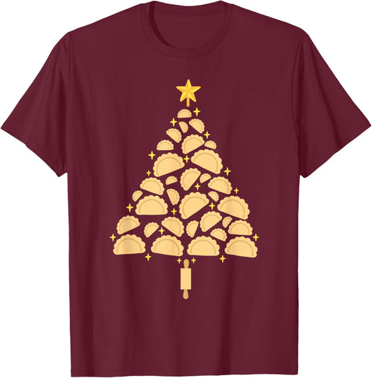Pierogi Christmas Tree Cute Polish Funny Xmas Food Men Women T-Shirt - T-Shirt | Maroon
