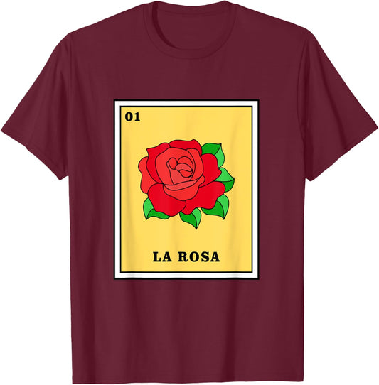 Mexican Lottery Game La Rosa T-Shirt - T-Shirt | Maroon