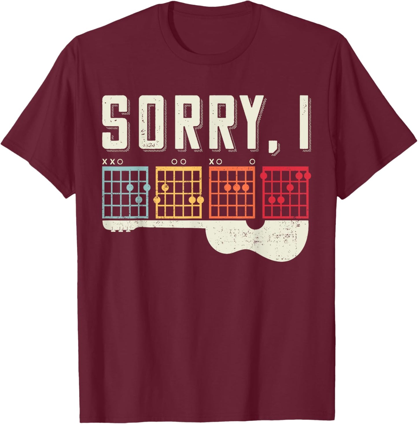 Funny Guitar Lovers Hidden Message Sorry I DGAF Guitar T-Shirt - T-Shirt | Maroon