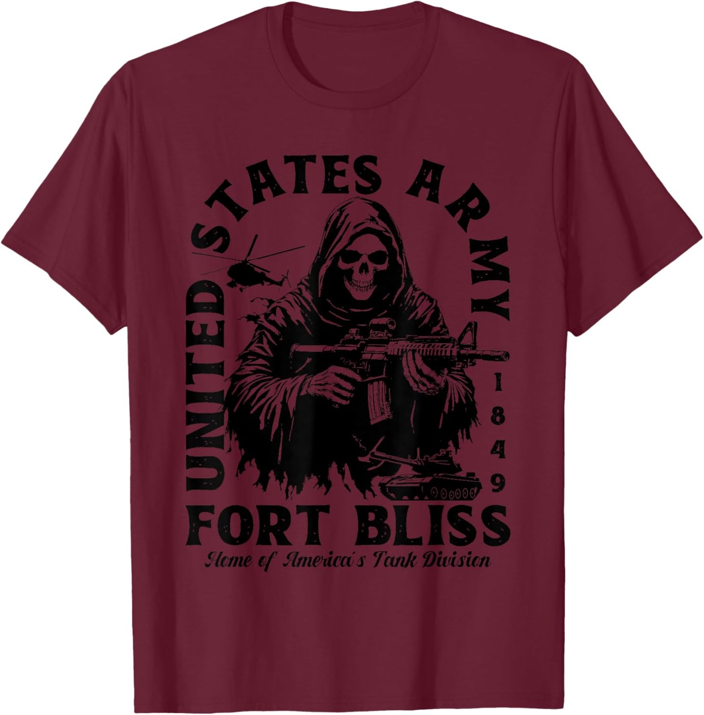Fort Bliss US Military Base Texas TX Ft Bliss Veteran Gifts T-Shirt - T-Shirt | Maroon