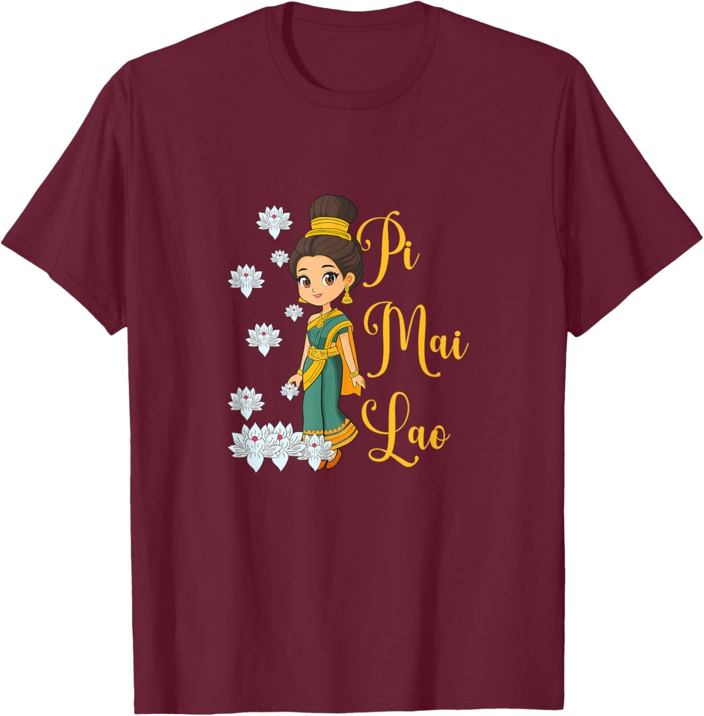 Laos Lao Laotian Happy Lao New Year Pim Mai Lao T-Shirt - T-Shirt | Maroon