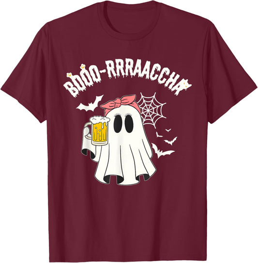 Boo-racha Funny Halloween Ghost Beer Design Borracha Funny T-Shirt - T-Shirt | Maroon