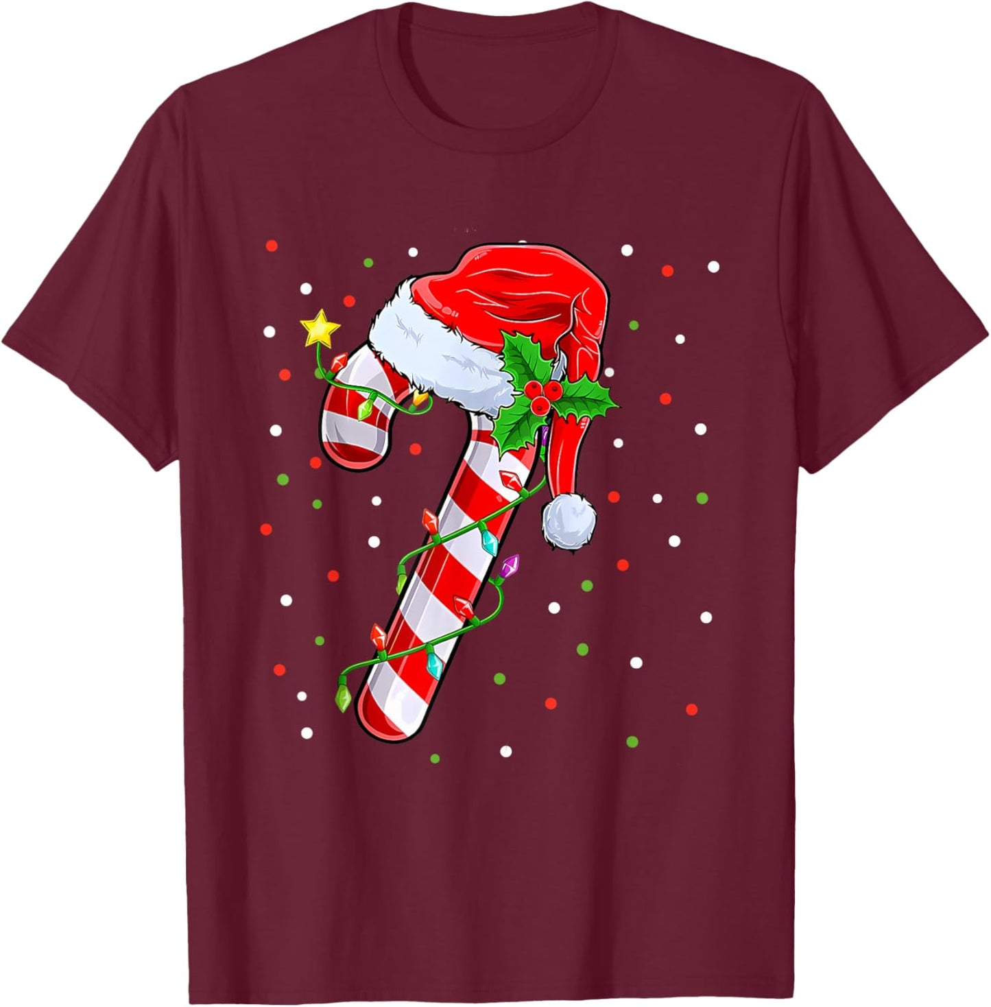 Candy Cane Crew Christmas Lights Family Matching Xmas Girls T-Shirt - T-Shirt | Maroon
