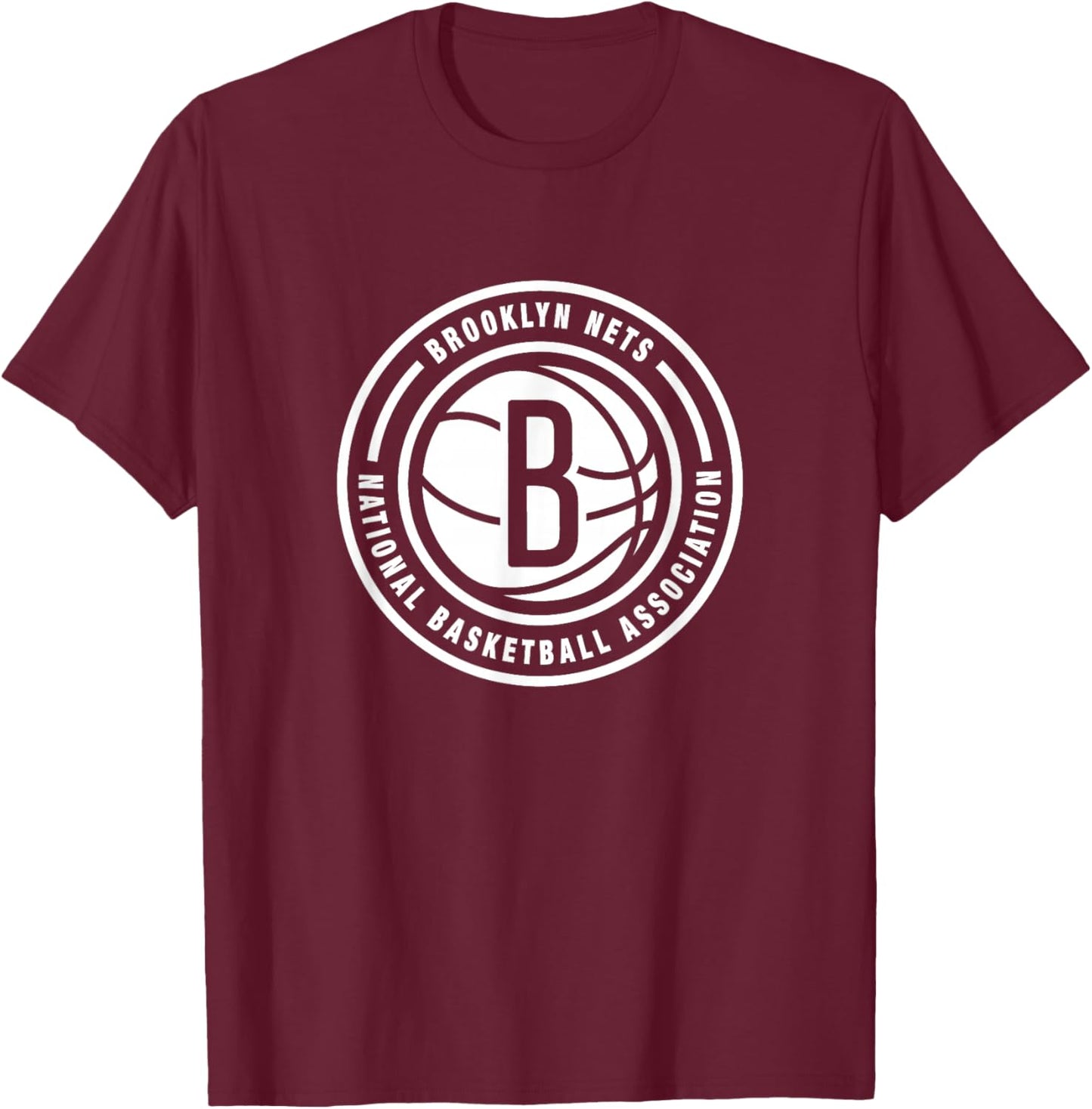 NBA - Brooklyn Nets Circle Logo Black T-Shirt - T-Shirt | Maroon