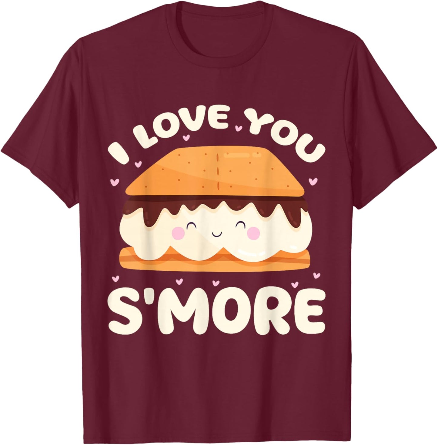 S'more Kawaii Camping Camper Valentine's Day T-Shirt - T-Shirt | Maroon