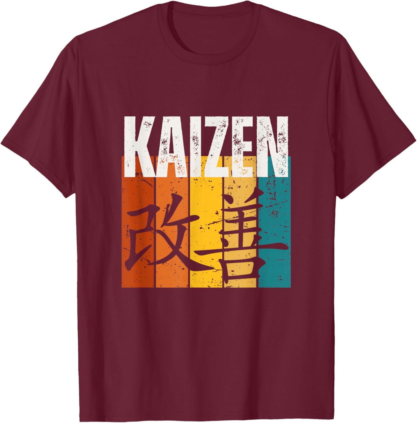 Kaizen Vintage Retro 70s Design Funny Japanese Kaizen T-Shirt - T-Shirt | Maroon