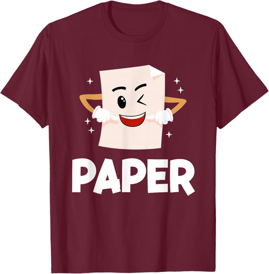 Rock Scissors Paper Halloween Costumes Funny Cute Paper T-Shirt - T-Shirt | Maroon