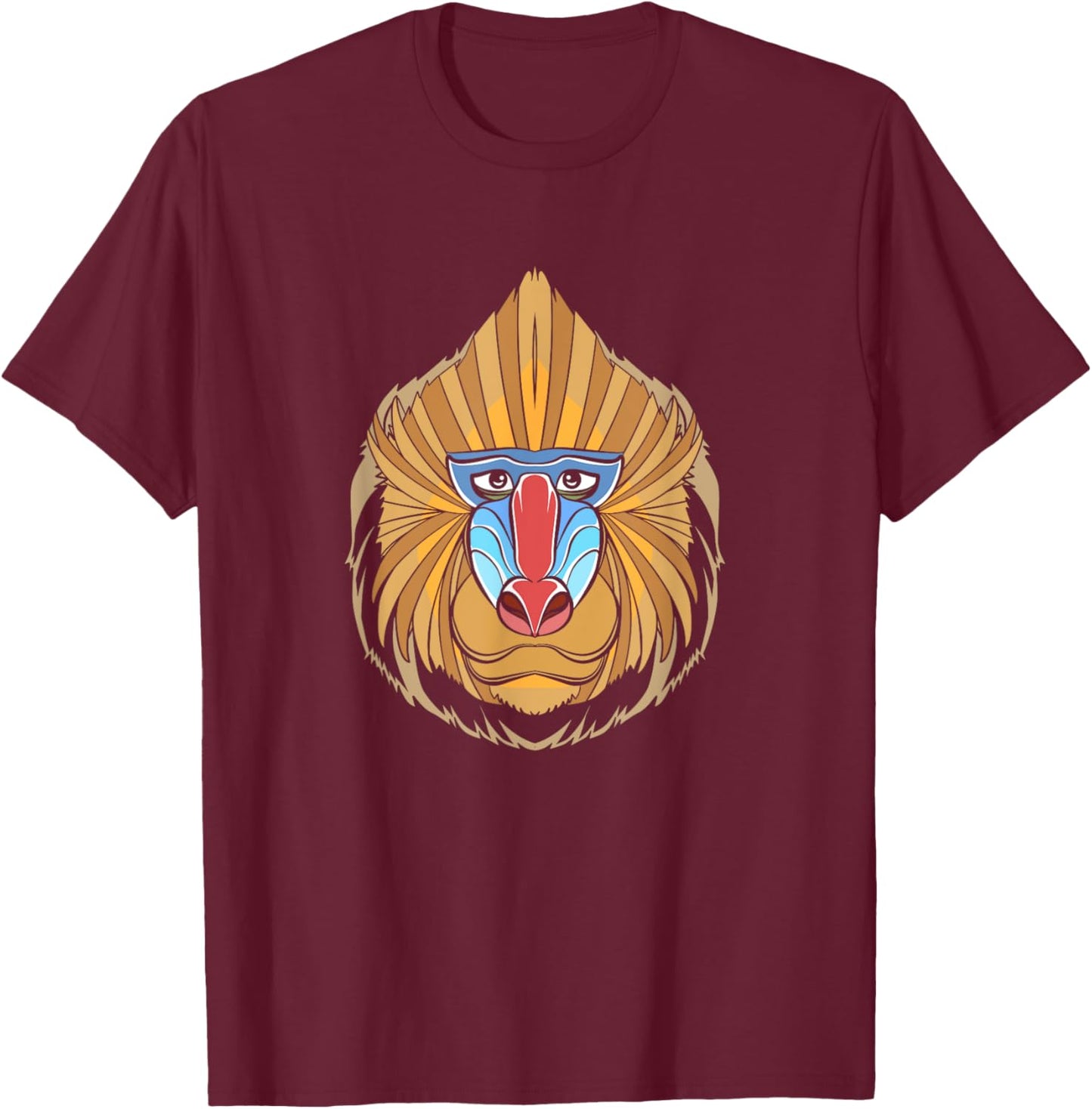 Baboon Face Halloween Scary Baboon Monkey T-Shirt - T-Shirt | Maroon