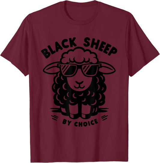 Black Sheep by Choice - Funny Graphic Misfit Outsider Lover T-Shirt - T-Shirt | Maroon