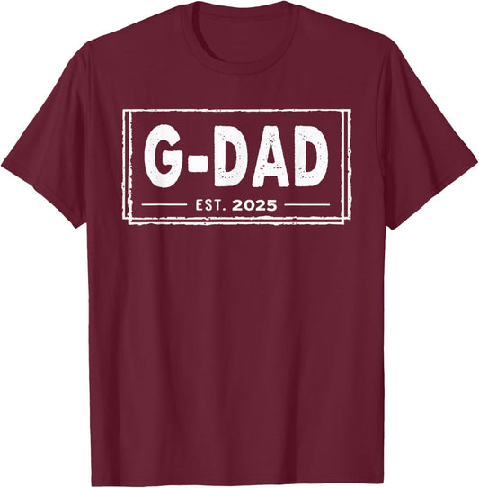Vintage Grandpa 2025 Promoted to G-Dad Est 2025 Men T-Shirt - T-Shirt | Maroon