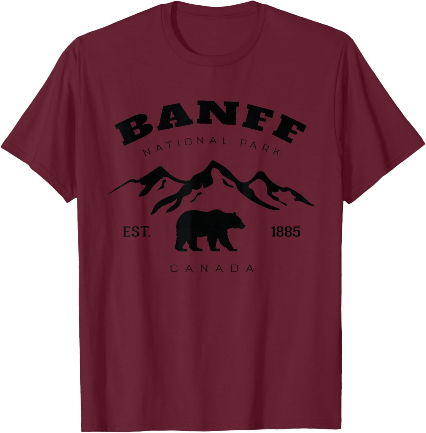 Vintage Banff National Park Canada Souvenir Hiking Camping T-Shirt - T-Shirt | Maroon