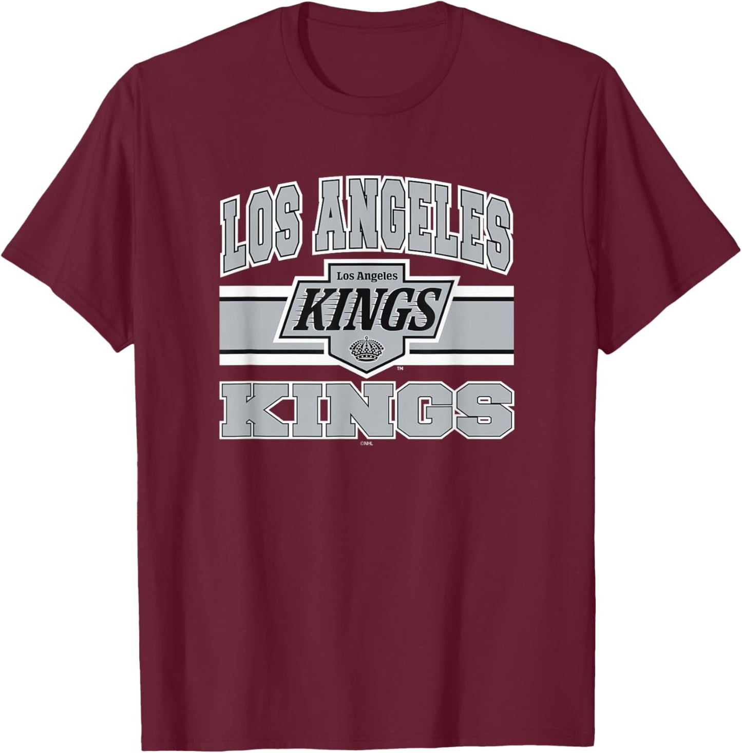Los Angeles Kings Stripe Dark Heather Officially Licensed T-Shirt - T-Shirt | Maroon