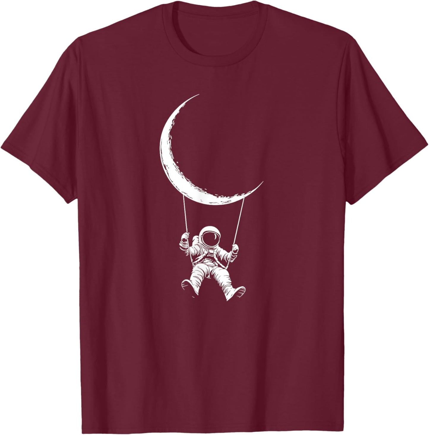 Funny Moon Swing Astronaut T-Shirt - T-Shirt | Maroon