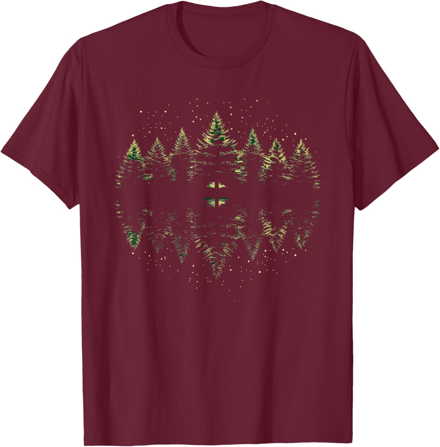 Nature Reflection Forest Trees Outdoor Wildlife T-Shirt - T-Shirt | Maroon