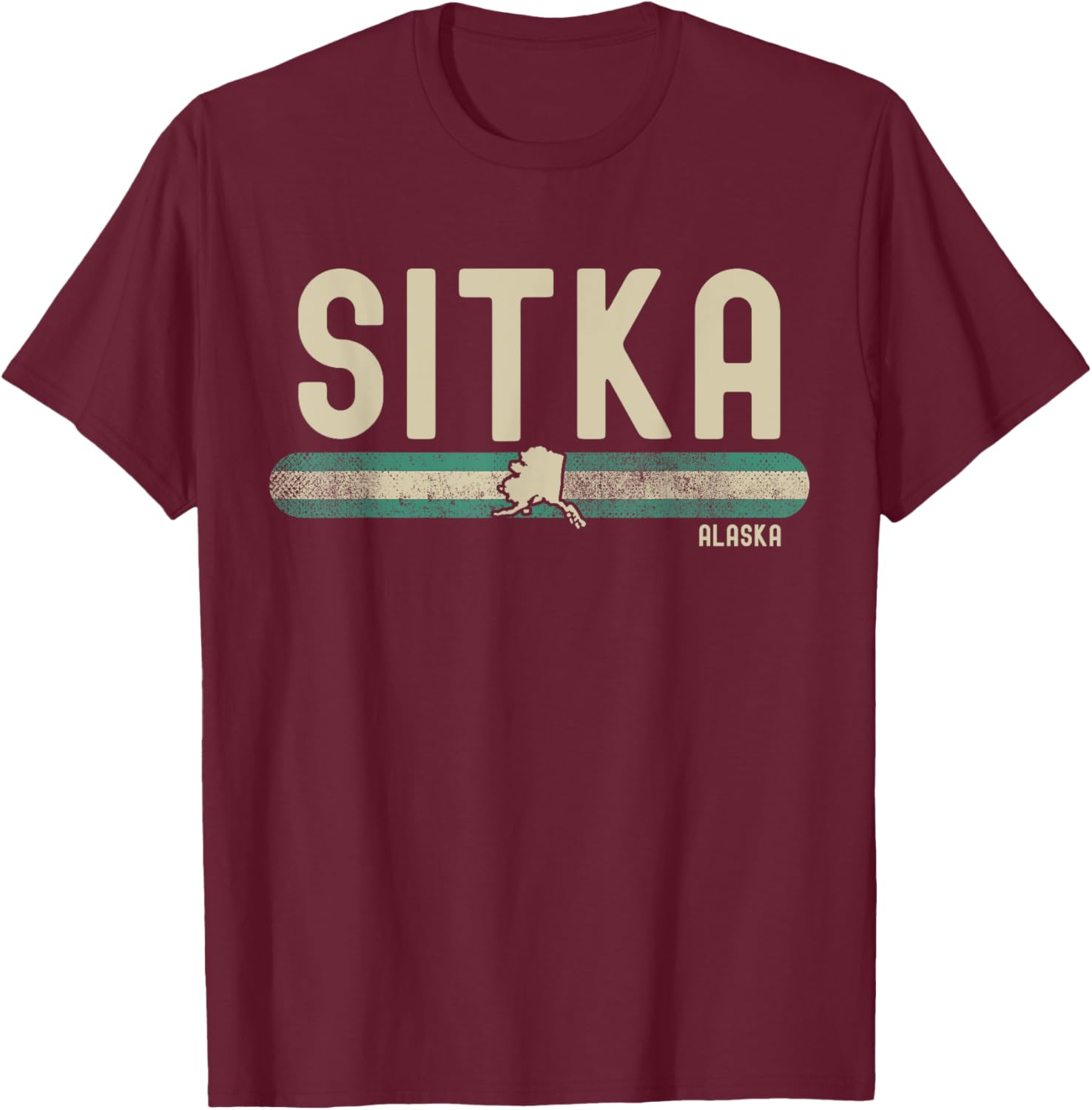 Sitka AK | Alaska | Travel & 80s Style T-Shirt - T-Shirt | Maroon
