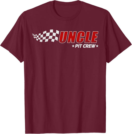 Uncle Pit Crew Race Car Birthday Family Matching Pit Crew T-Shirt - T-Shirt | Maroon