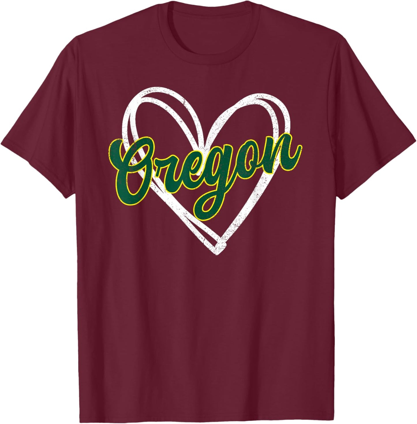 Retro Oregon Heart Vintage Retro Man Woman Kid Girl T-Shirt - T-Shirt | Maroon