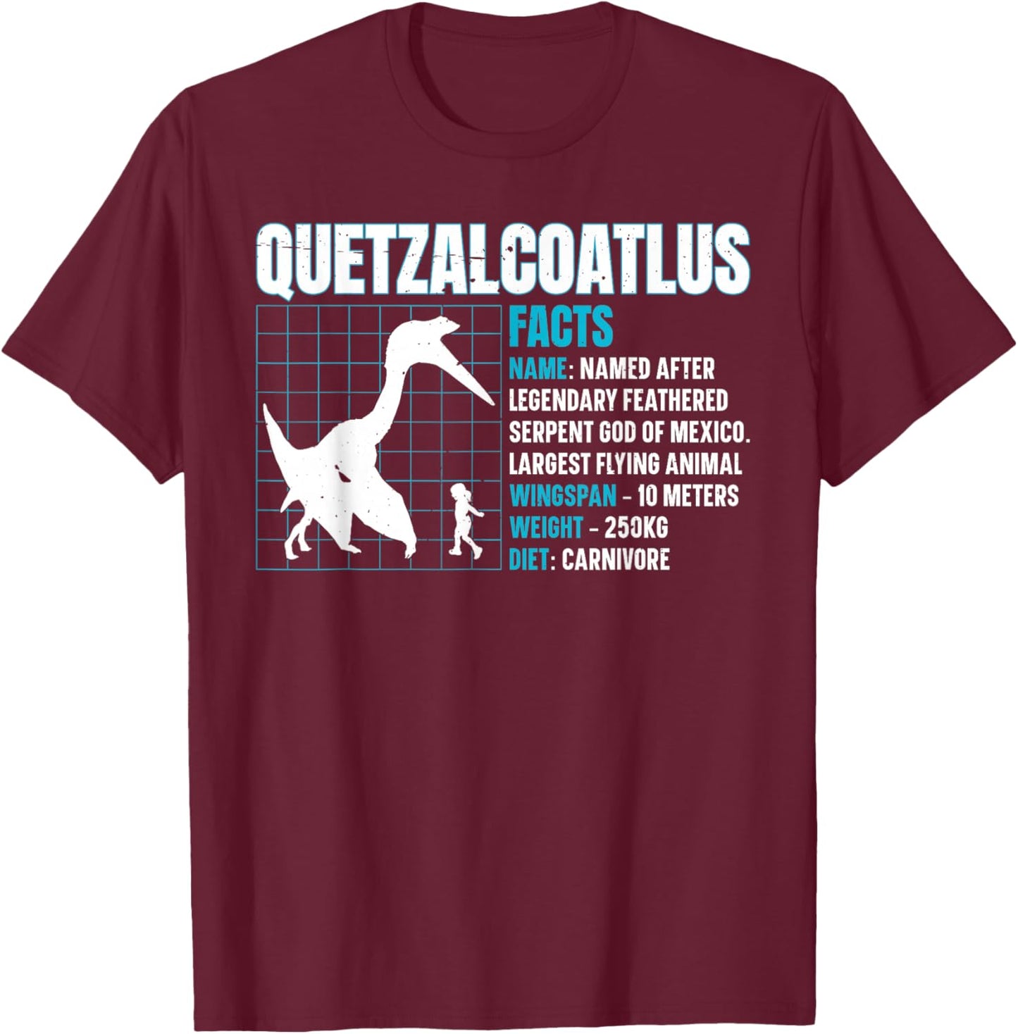 Quetzalcoatlus Facts - Black -Adult T-Shirt - T-Shirt | Maroon