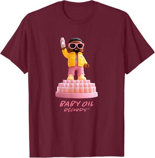 Baby Oil Costume Party -Adults Black Cartoon Baby Themed T-Shirt - T-Shirt | Maroon