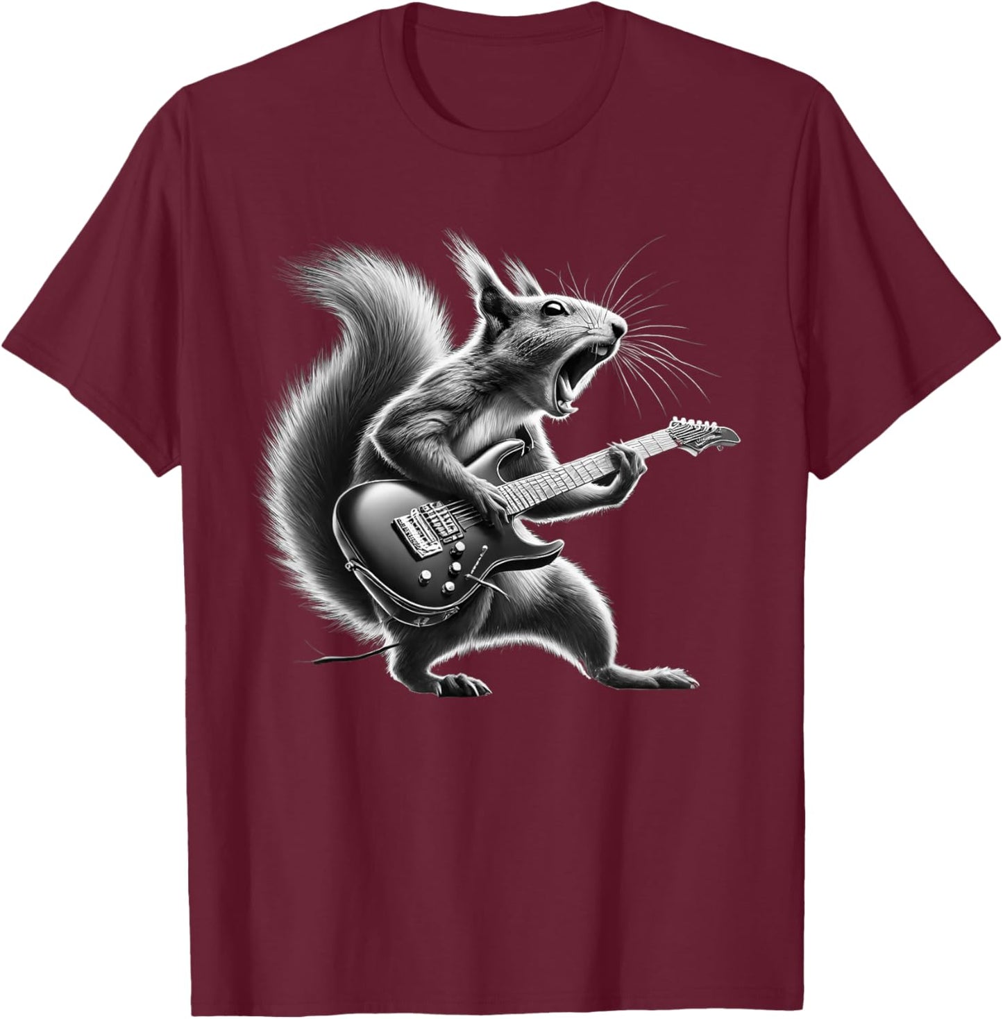 Squirrel Playing Guitar Rock and Roll Kids Men T-Shirt - T-Shirt | Maroon