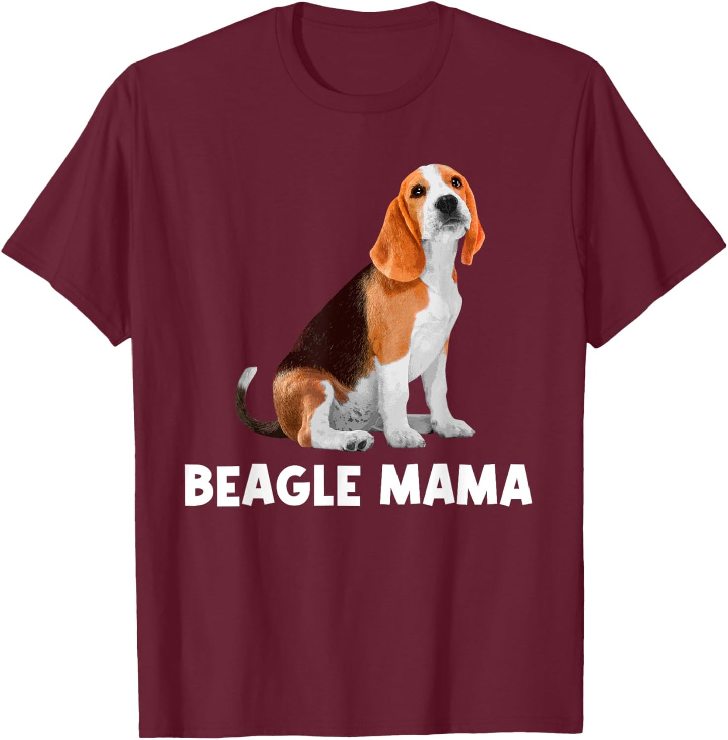 Beagle Gift Beagle Lover Dog Accessories & Stuff Women's Beagle Mama Art Black Small Classic Fit Short Sleeve Pull On 1 Count T-Shirt - T-Shirt | Maroon