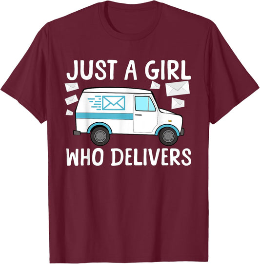 Mail Lady Design Girls Postal Worker Mail Carrier T-Shirt - T-Shirt | Maroon