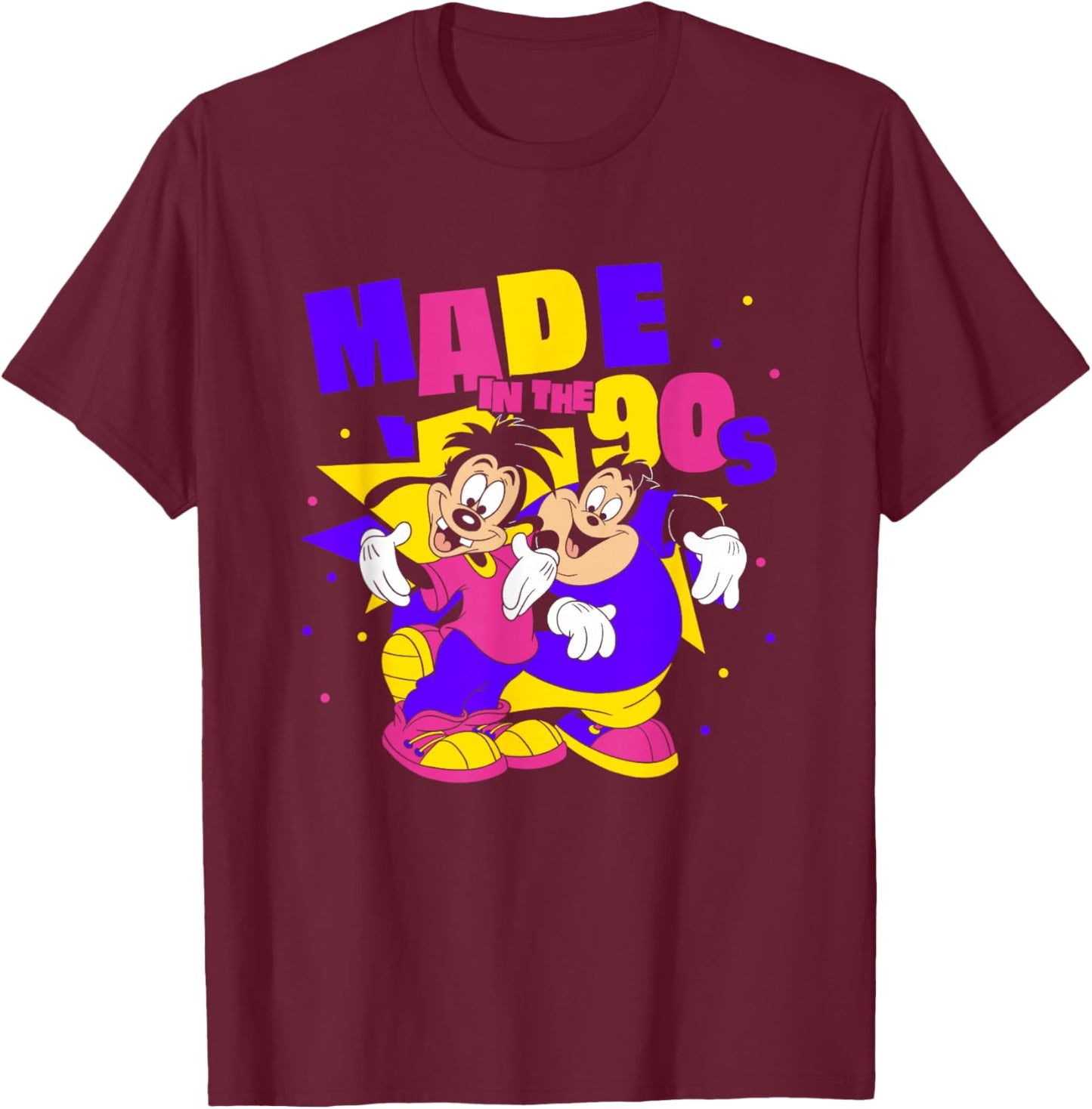 Disney A Goofy Movie Max P.J Made In The 90's Retro Logo T-Shirt - T-Shirt | Maroon