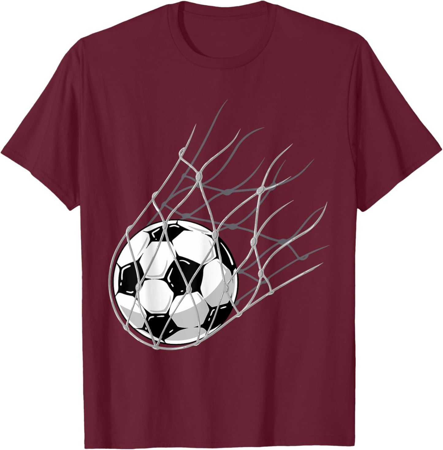 Soccer Ball Goal Funny Player Sports Game Boys Girls Outfit T-Shirt - T-Shirt | Maroon