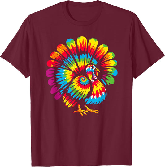Tie Dye Turkey Thanksgiving T-Shirt - T-Shirt | Maroon