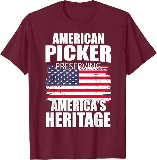 American Picker Preserving America's Heritage T-Shirt - T-Shirt | Maroon