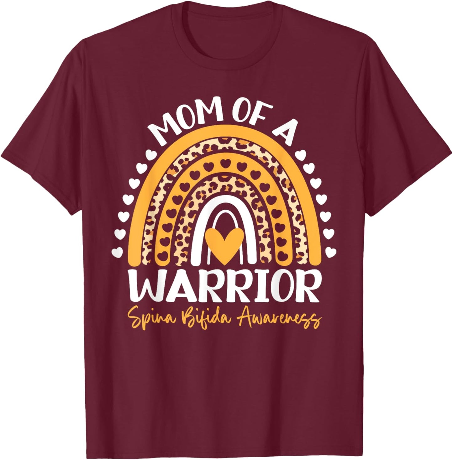 Mom Of a Warrior Yellow Support Spina Bifida Awareness Month T-Shirt - T-Shirt | Maroon