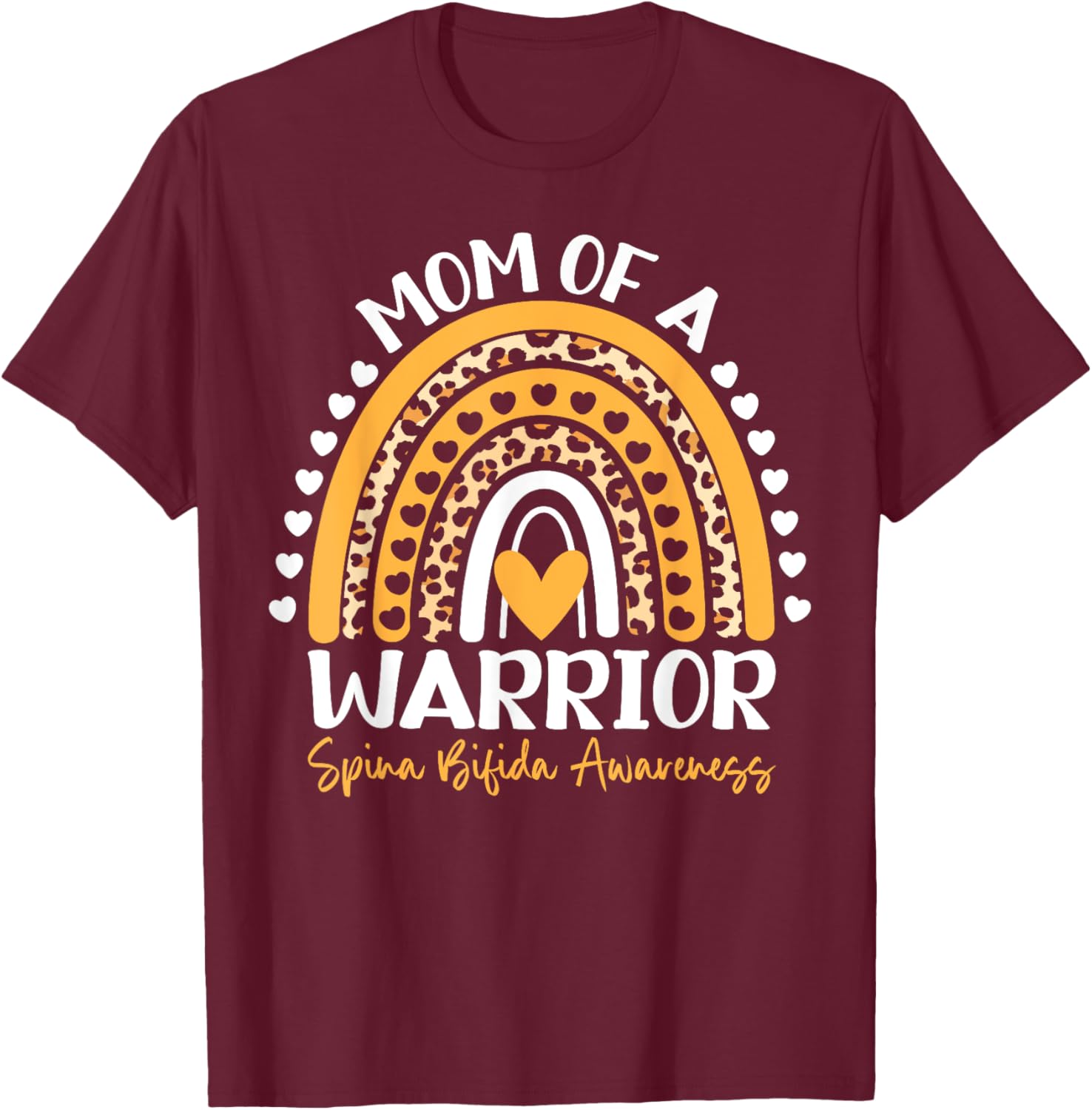 Mom Of a Warrior Yellow Support Spina Bifida Awareness Month T-Shirt - T-Shirt | Maroon