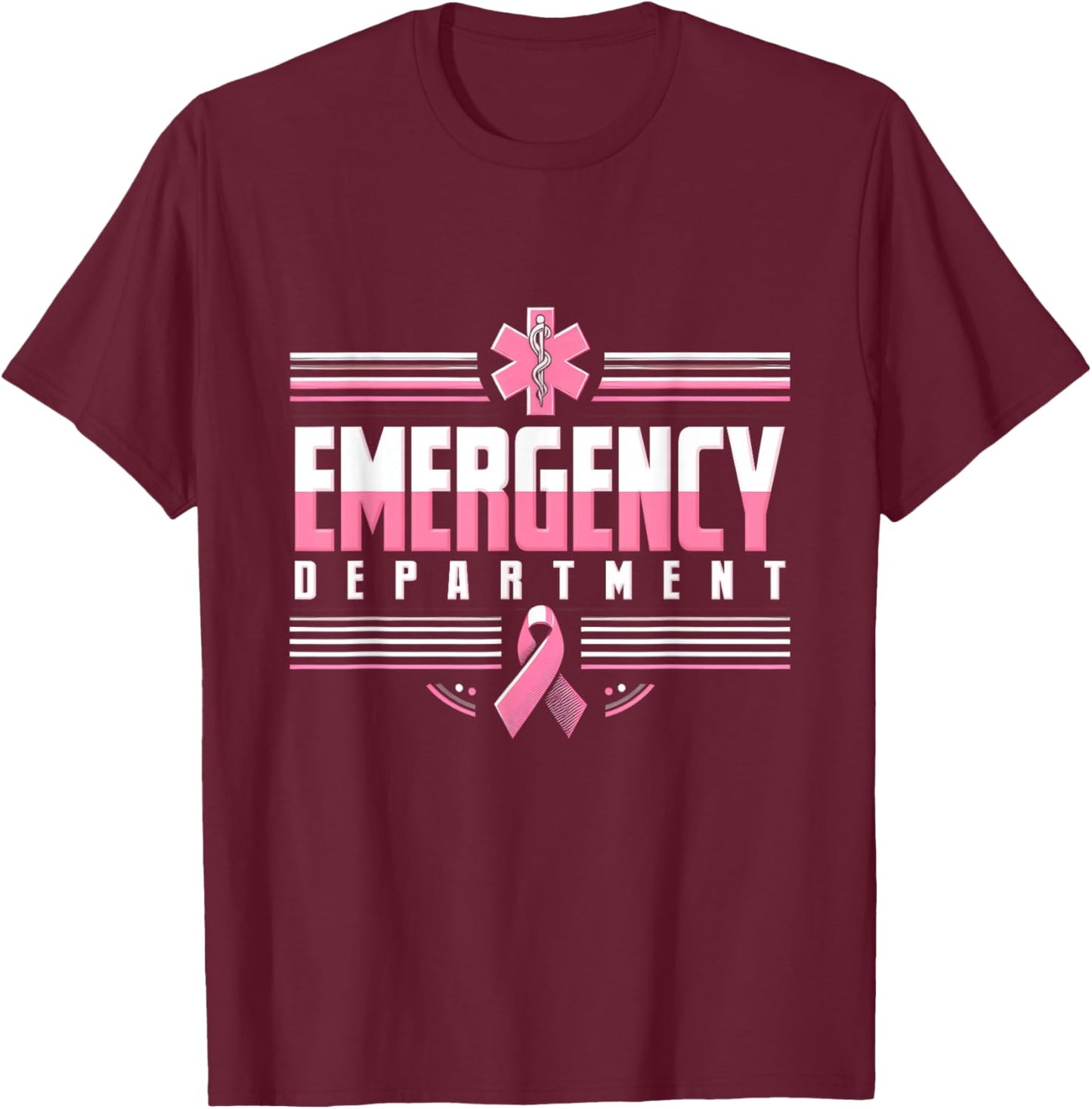 Emergency Department Emergency Room Nurse Breast Cancer T-Shirt - T-Shirt | Maroon