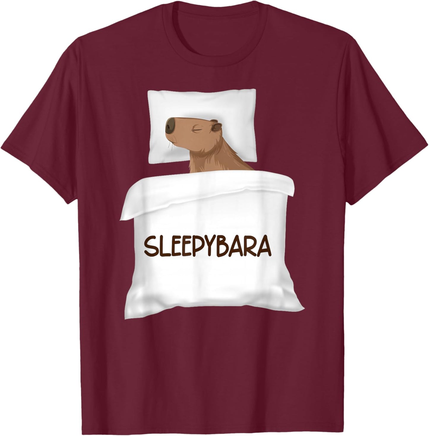 Capybara Official Sleep Pajamas Nightgown Sleepybara Rodents T-Shirt - T-Shirt | Maroon