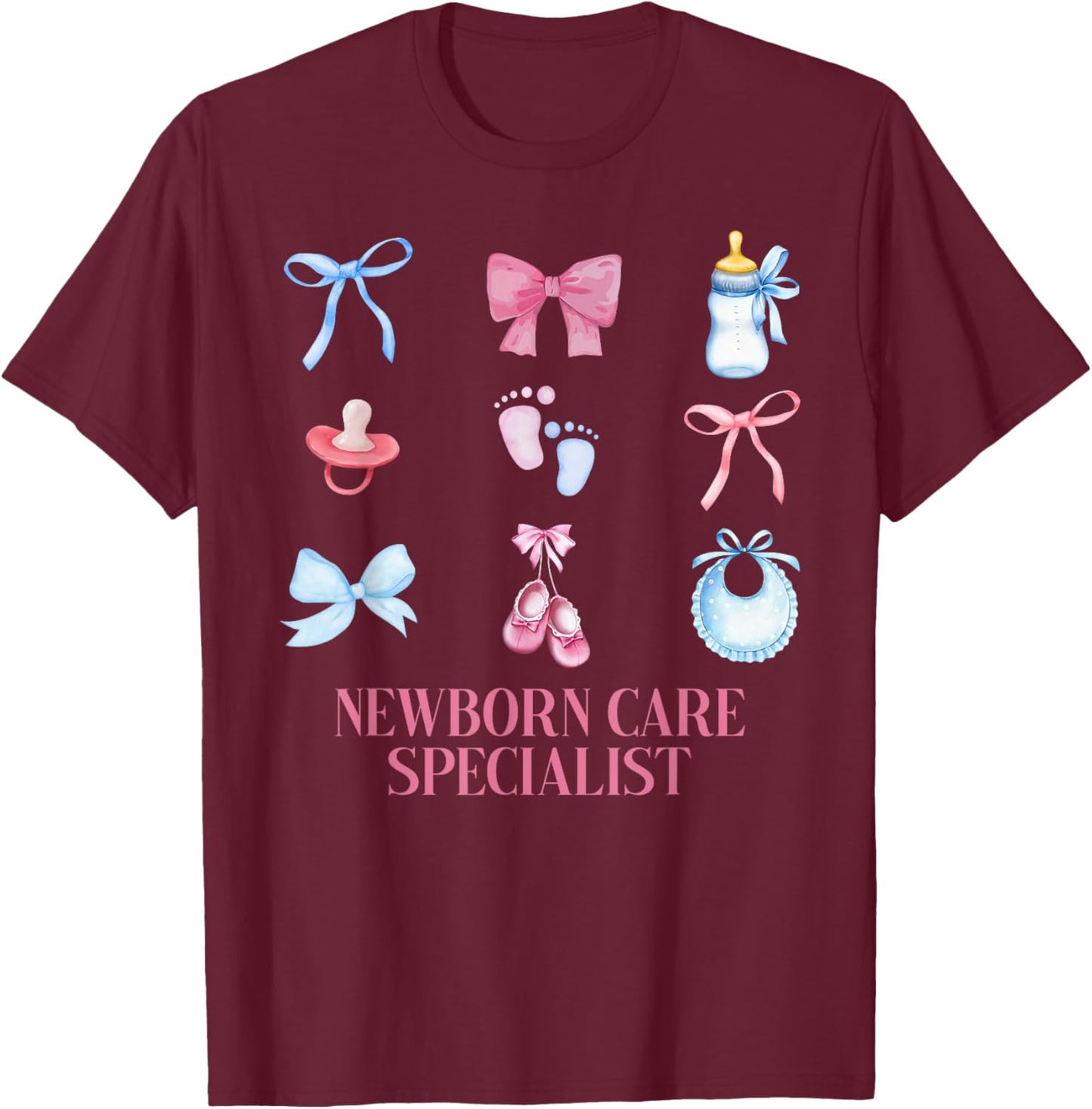 Coquette NCS Newborn Care Specialist Mother Baby Nurse T-Shirt - T-Shirt | Maroon