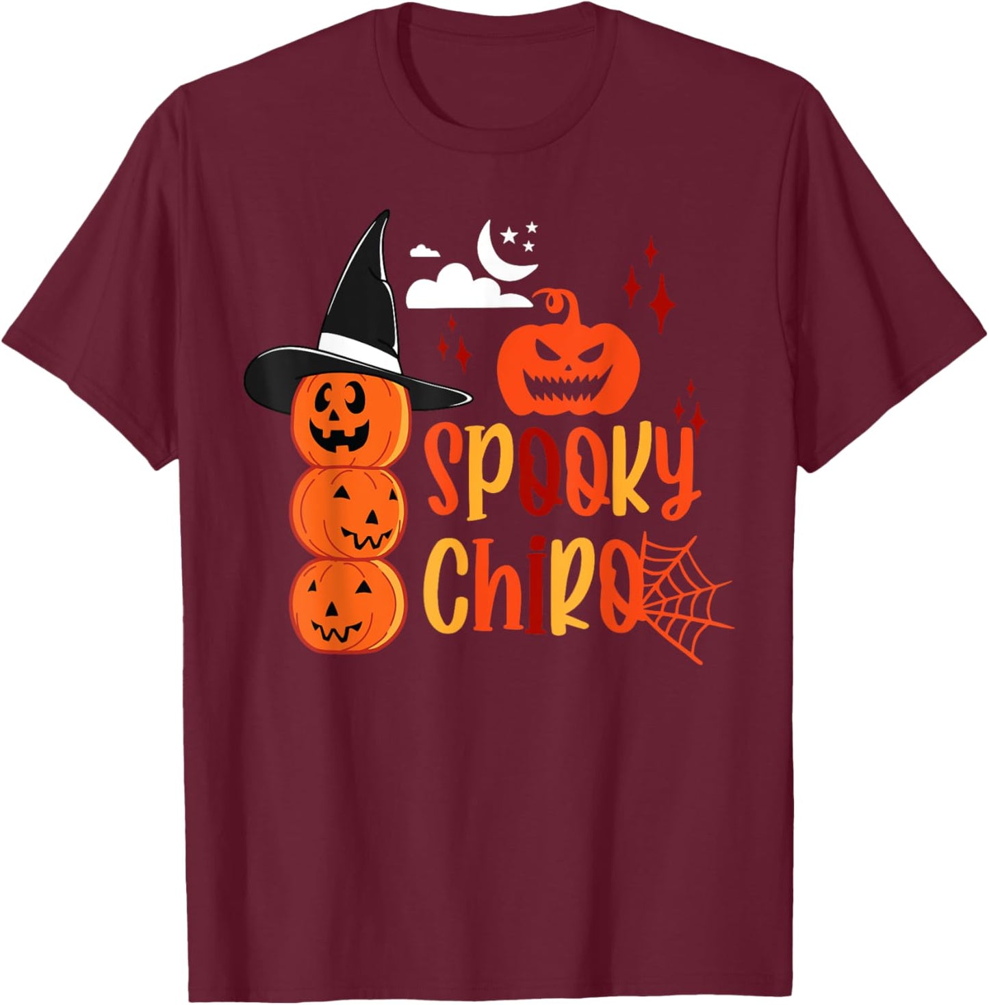 Spooky Chiro Pumpkin Witch Chiropractic Halloween Costume T-Shirt - T-Shirt | Maroon