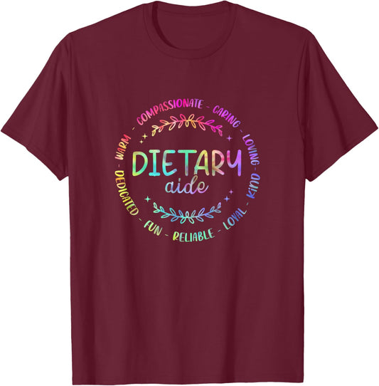 Funny Dietary Aide Tie Dye Appreciation Week Healthcare T-Shirt - T-Shirt | Maroon