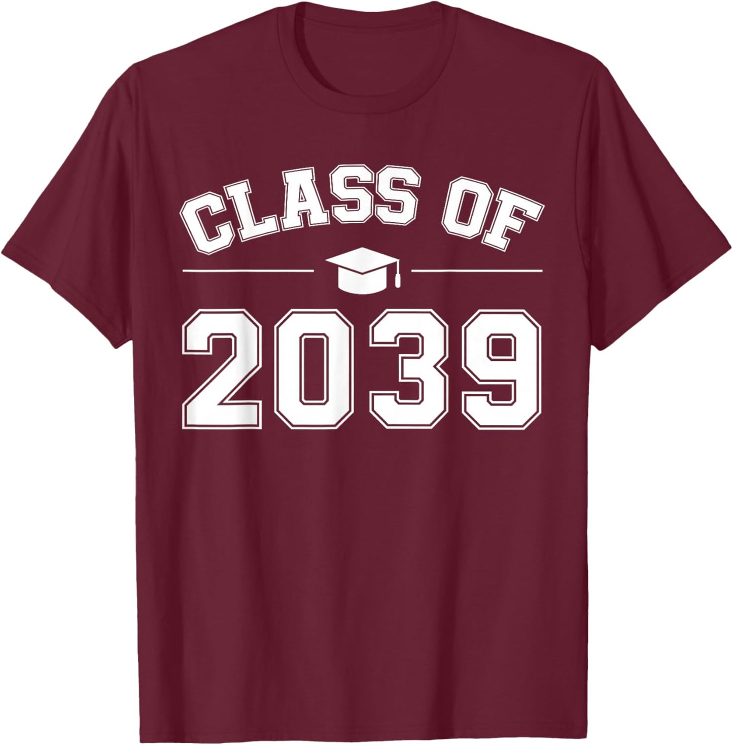 Class of 2039 Grow With Me First Day of School Graduation T-Shirt - T-Shirt | Maroon