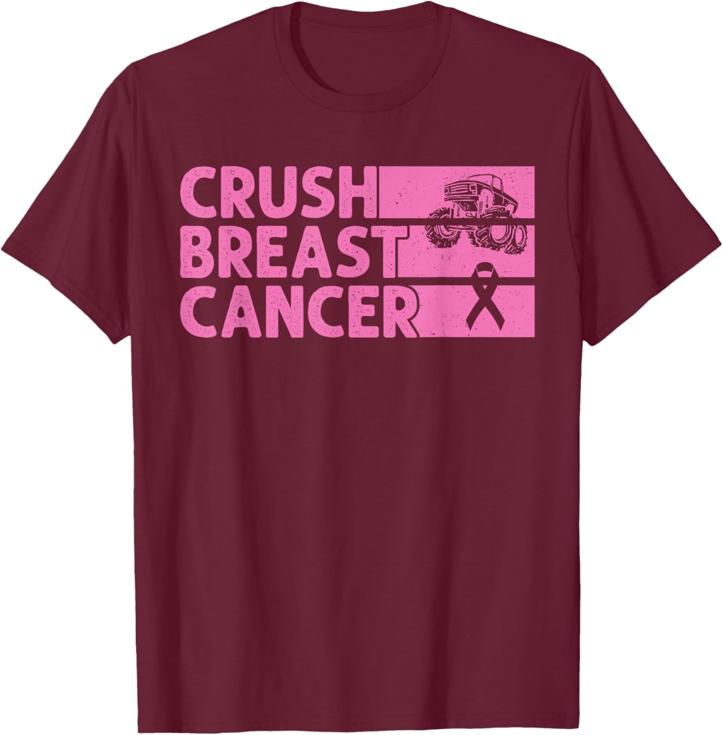 Crush Breast Cancer Awareness Women Men Boys T-Shirt - T-Shirt | Maroon