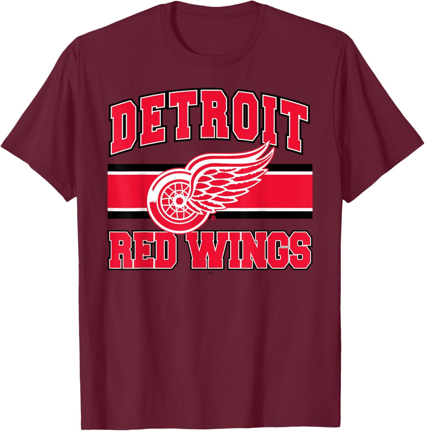 Detroit Red Wings Stripe White Officially Licensed T-Shirt - T-Shirt | Maroon