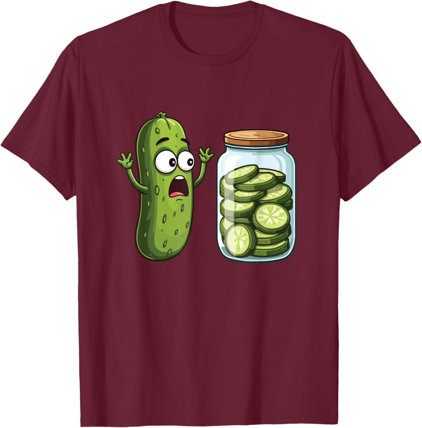 Frightened Pickle - Dill Pickle Lover Pickling Cucumber T-Shirt - T-Shirt | Maroon